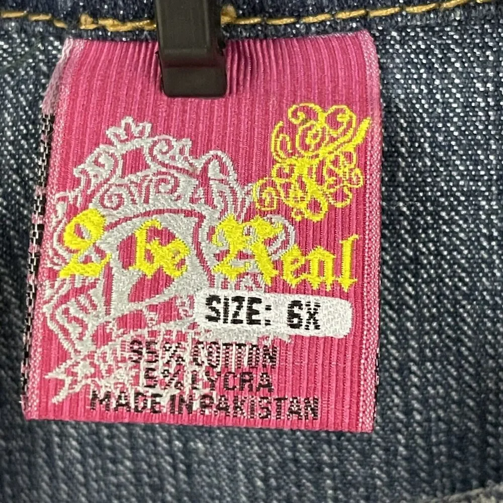 Girls Denim Dress Youth Girls Size 6X Blue Jean Short Sleeve Button Front